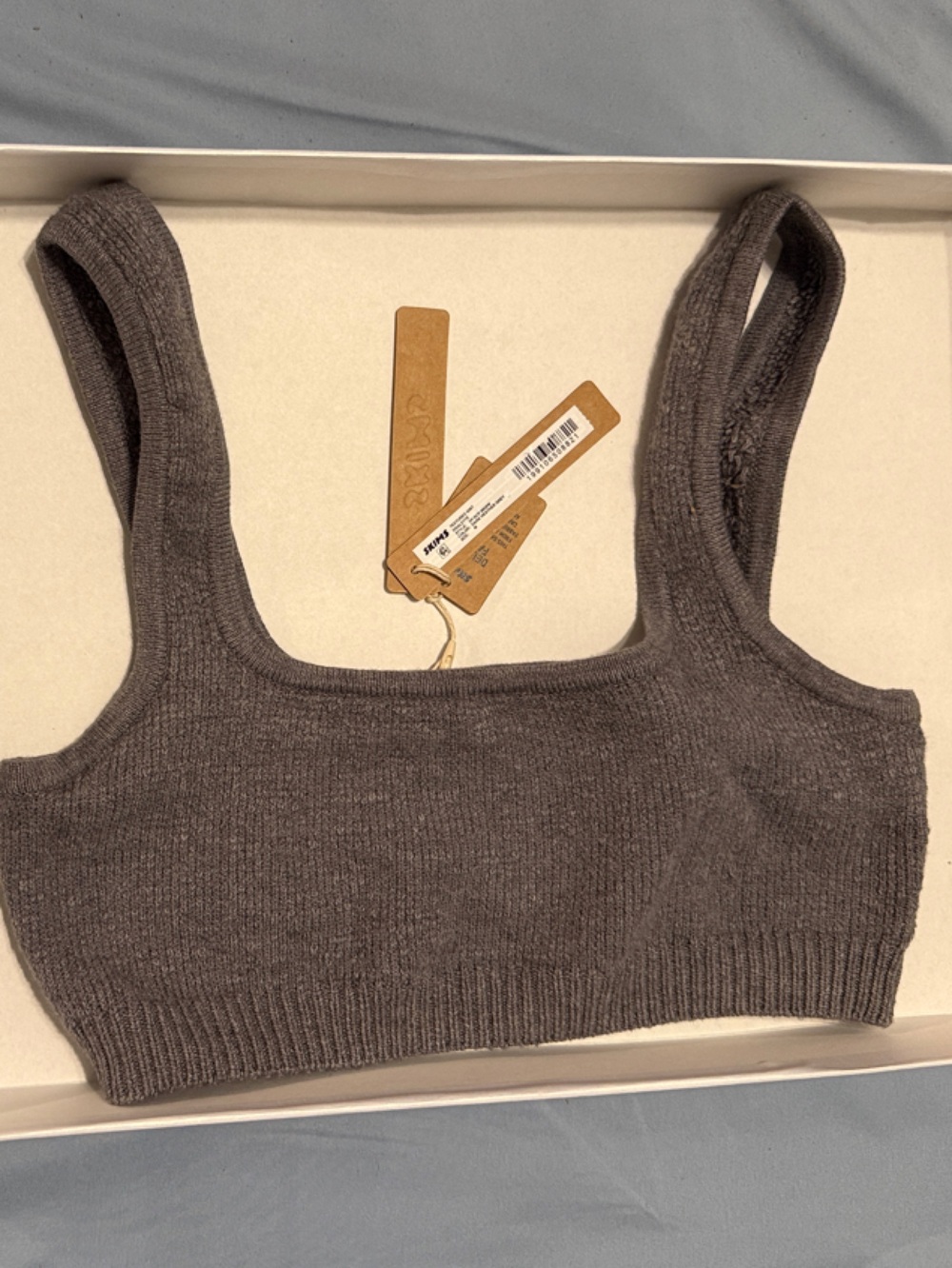 Skims Textured Knit Bralette - Dark Heather Grey.